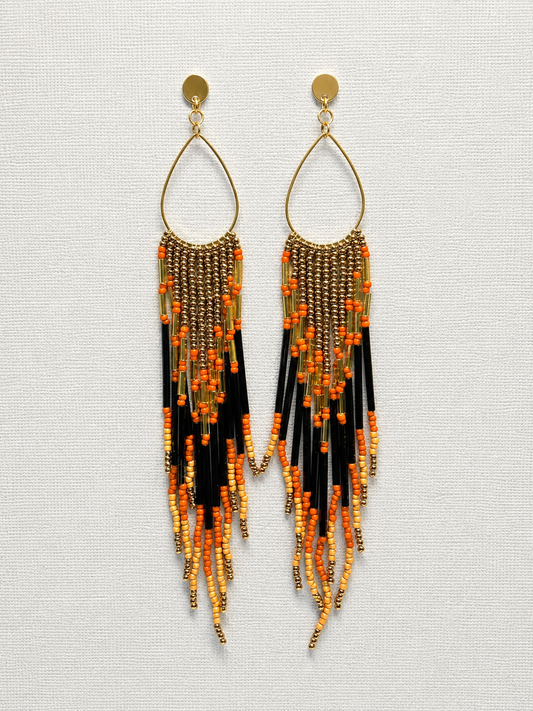 Toho Earrings - Shoulder Sweepers (gold/orange)