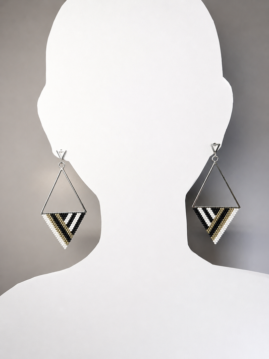 Miyuki Earrings - Striped Triangles