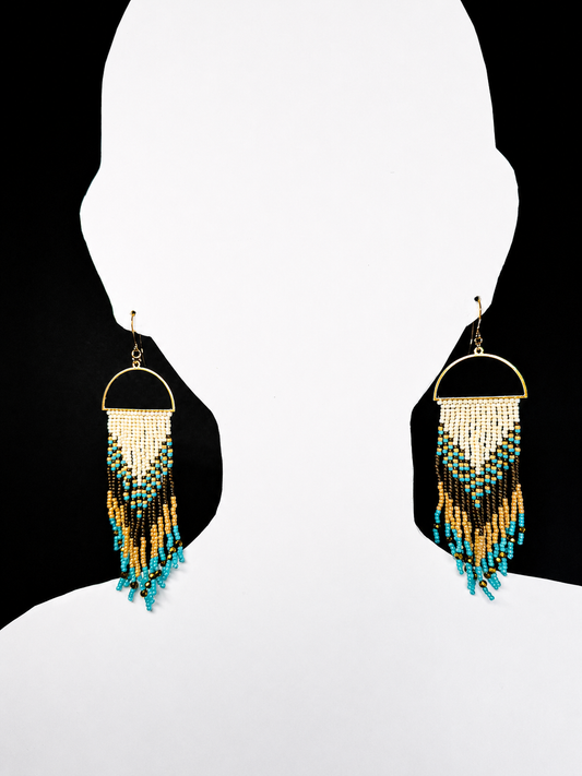 Toho Earrings - Half Moon (cream, blue)