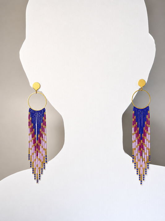 Toho Earrings - Shoulder Sweepers (purples)