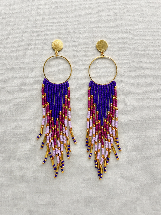 Toho Earrings - Shoulder Sweepers (purples)