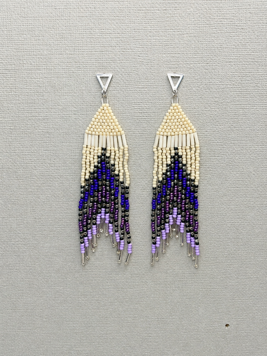 Toho Earrings - Arrows (cream, purple)