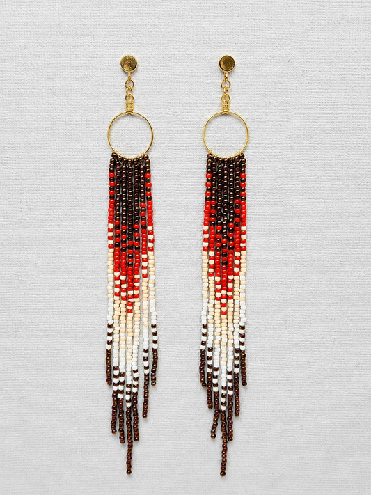 Toho Earrings - Shoulder Sweepers (reds)
