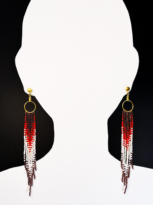 Toho Earrings - Shoulder Sweepers (reds)