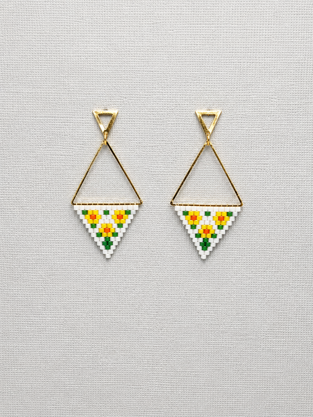 Miyuki Earrings - Sunflower triangles