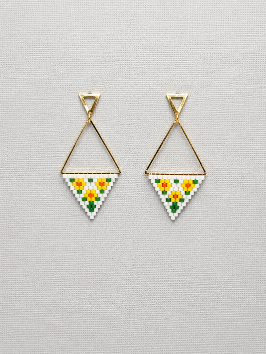 Miyuki Earrings - Sunflower triangles