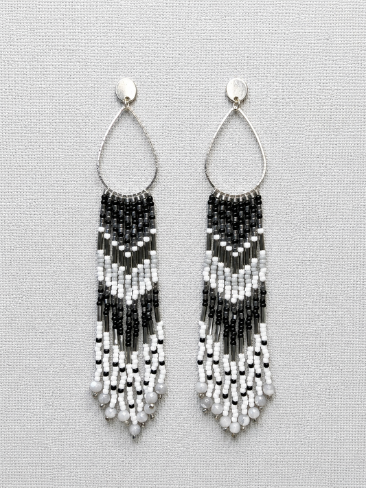 Toho Earrings - Shoulder Sweepers w/ mother-of-pearl