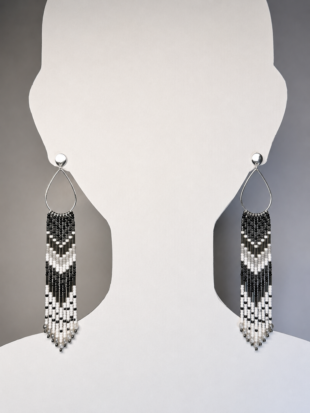 Toho Earrings - Shoulder Sweepers w/ mother-of-pearl