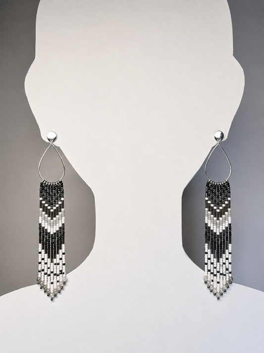Toho Earrings - Shoulder Sweepers w/ mother-of-pearl