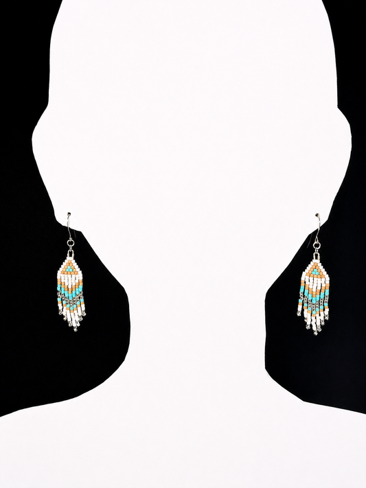 Miyuki Earrings small (white, teal)