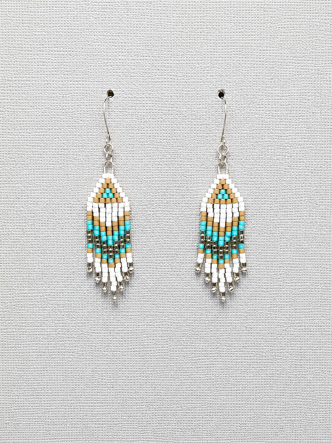 Miyuki Earrings small (white, teal)
