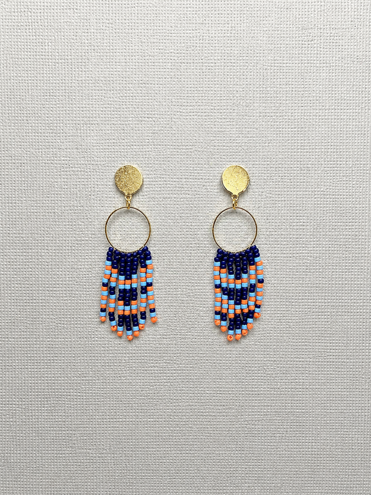 Toho Earrings small (blue, orange)