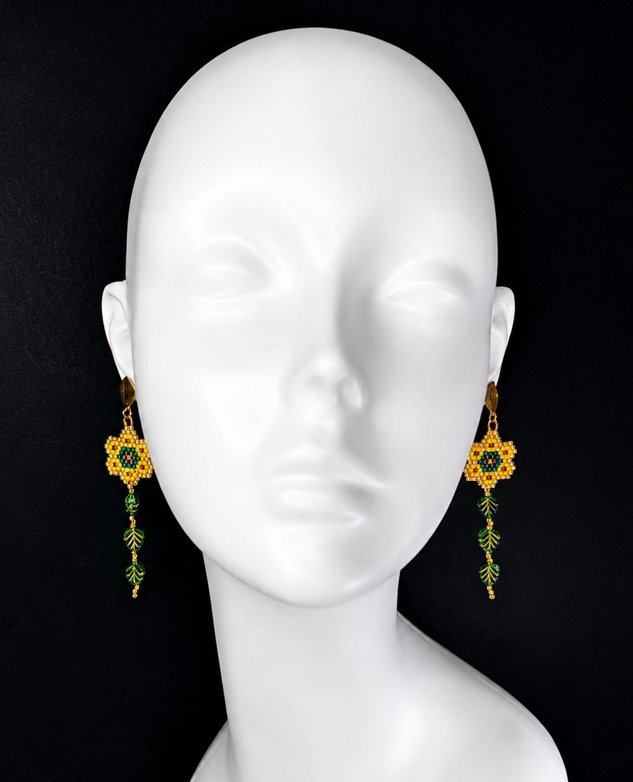 Boucles d'oreilles indigènes faites à la main - Attrape-rêves 