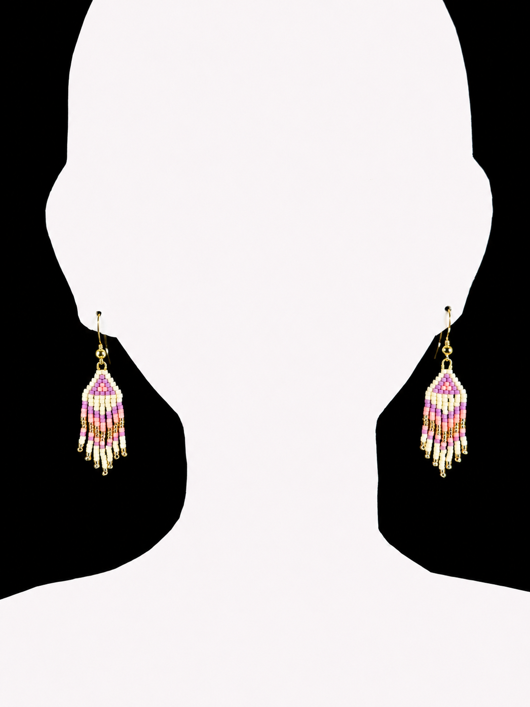 Miyuki Earrings medium (white, pink)