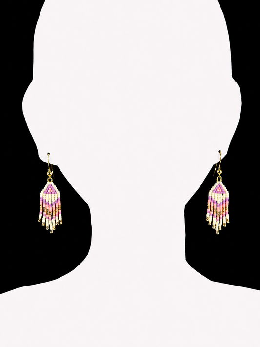 Miyuki Earrings medium (white, pink)