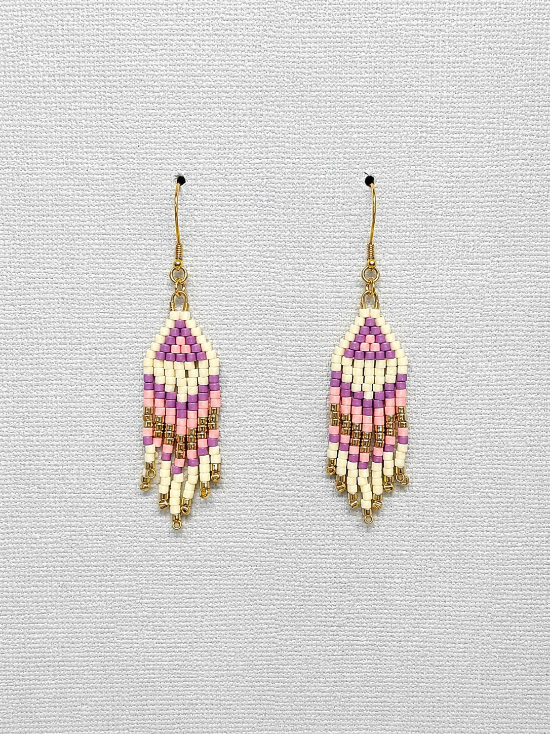 Miyuki Earrings medium (white, pink)