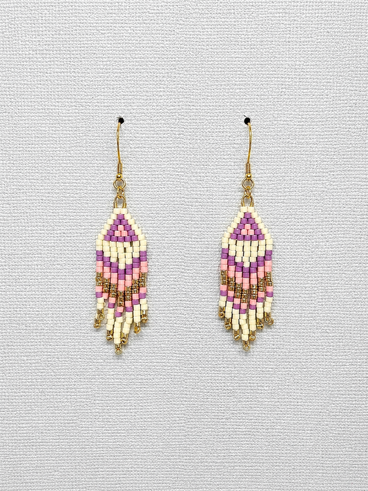 Miyuki Earrings medium (white, pink)