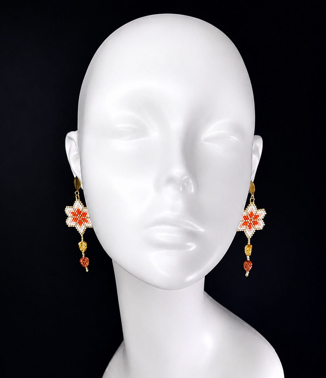 Boucles d'oreilles indigènes faites à la main - Attrape-rêves 