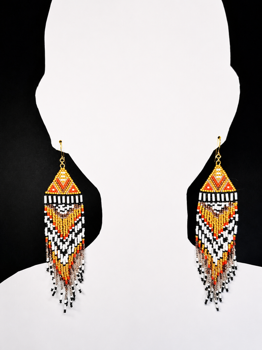 Toho Earrings - Shoulder Sweepers x-large (browns, black)