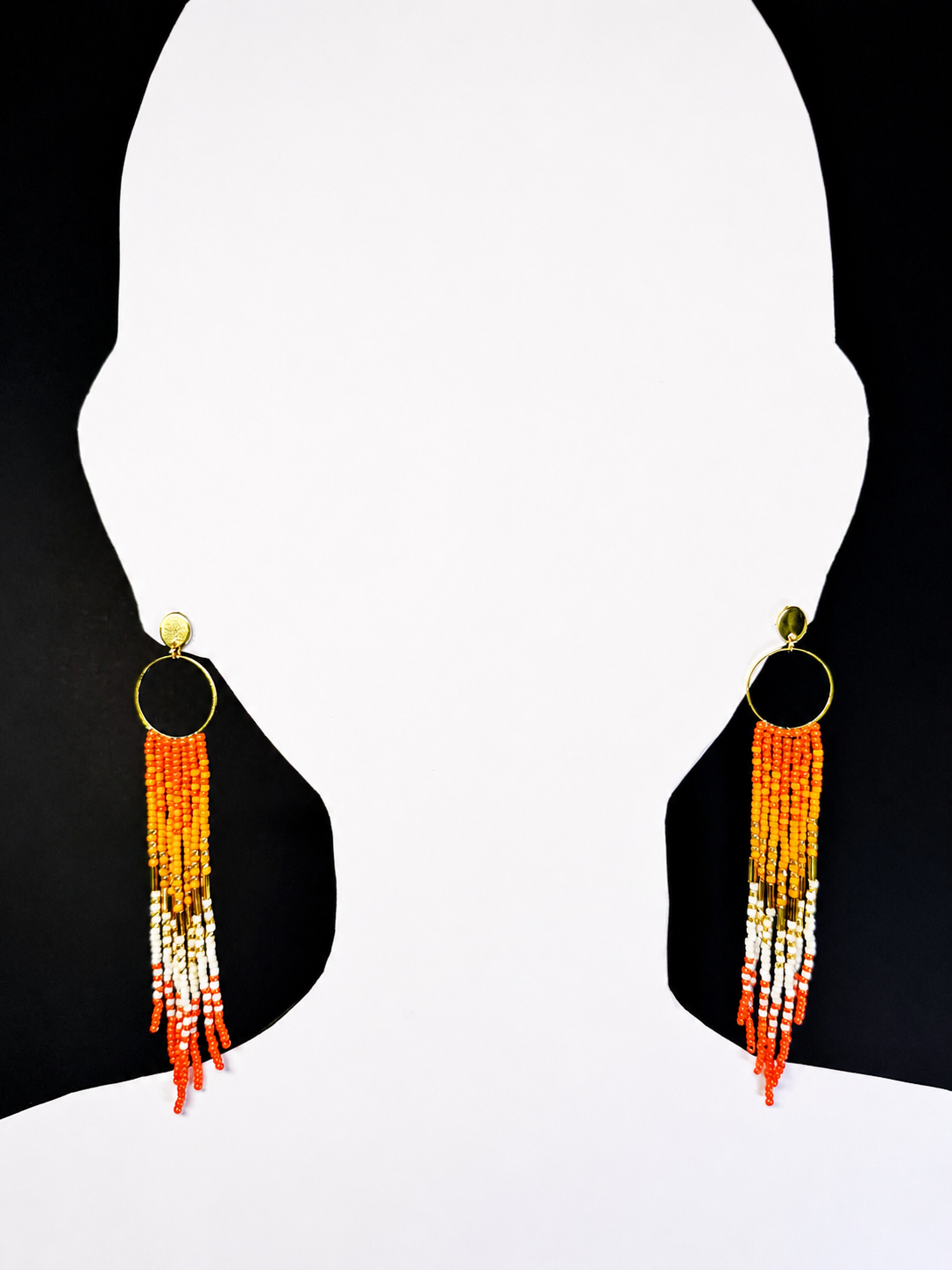 Toho Earrings - Shoulder Sweepers large (oranges)