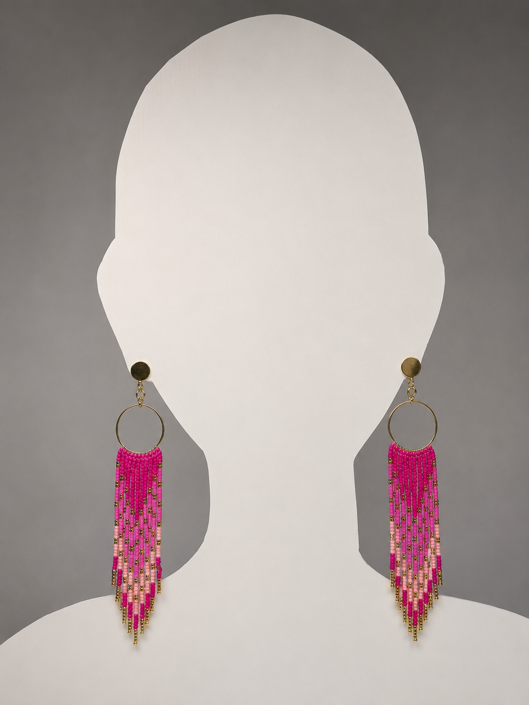 Toho Earrings - Shoulder Sweepers large (pinks)