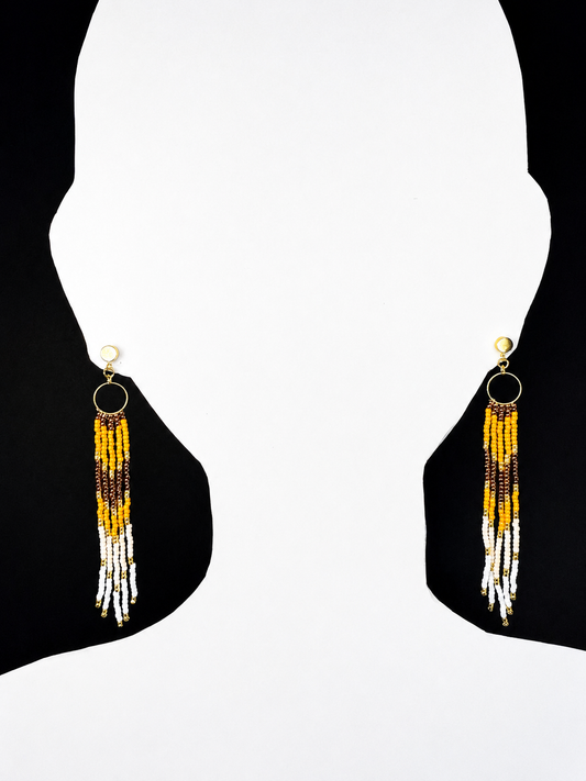 Toho Earrings - Shoulder Sweepers small (browns)