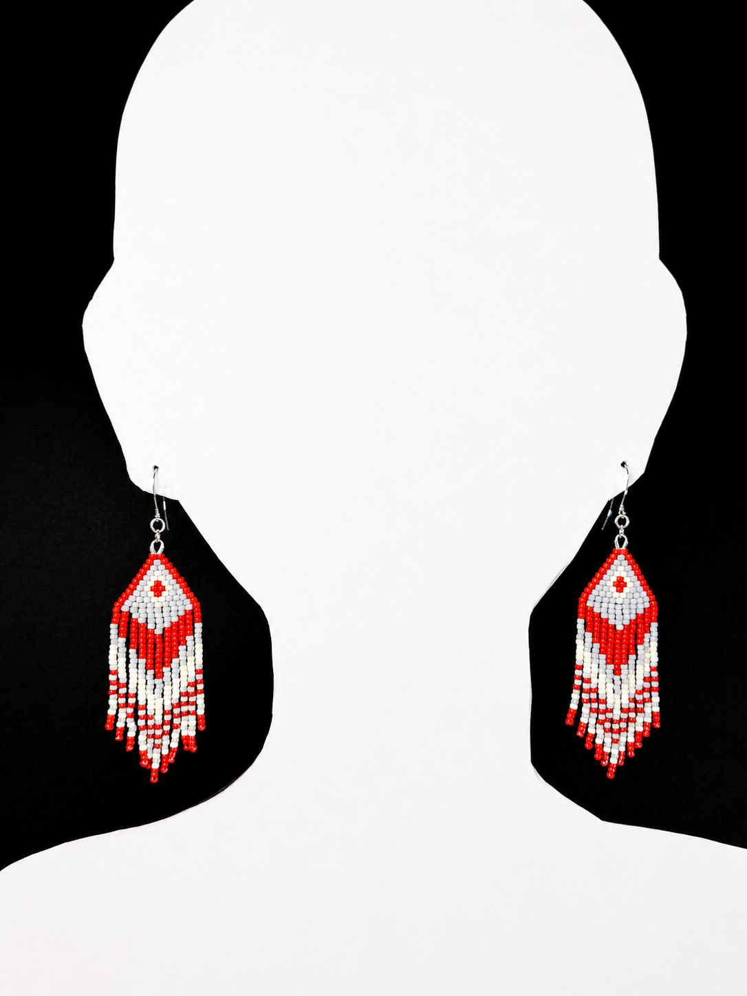 Toho Earrings large diamond (red, grey)