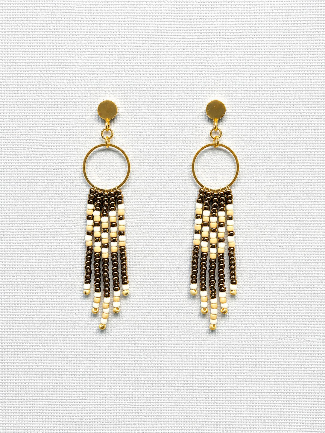 Toho Earrings - medium (cream, brown)