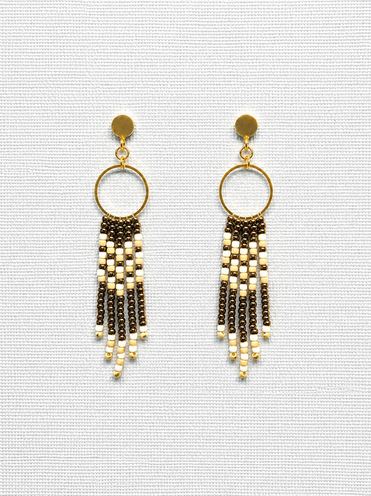 Toho Earrings - medium (cream, brown)
