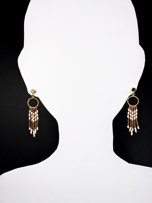Toho Earrings - medium (cream, brown)