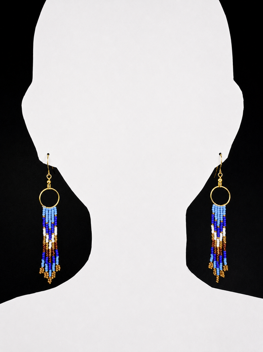 Toho Earrings - large (blue, bronze)