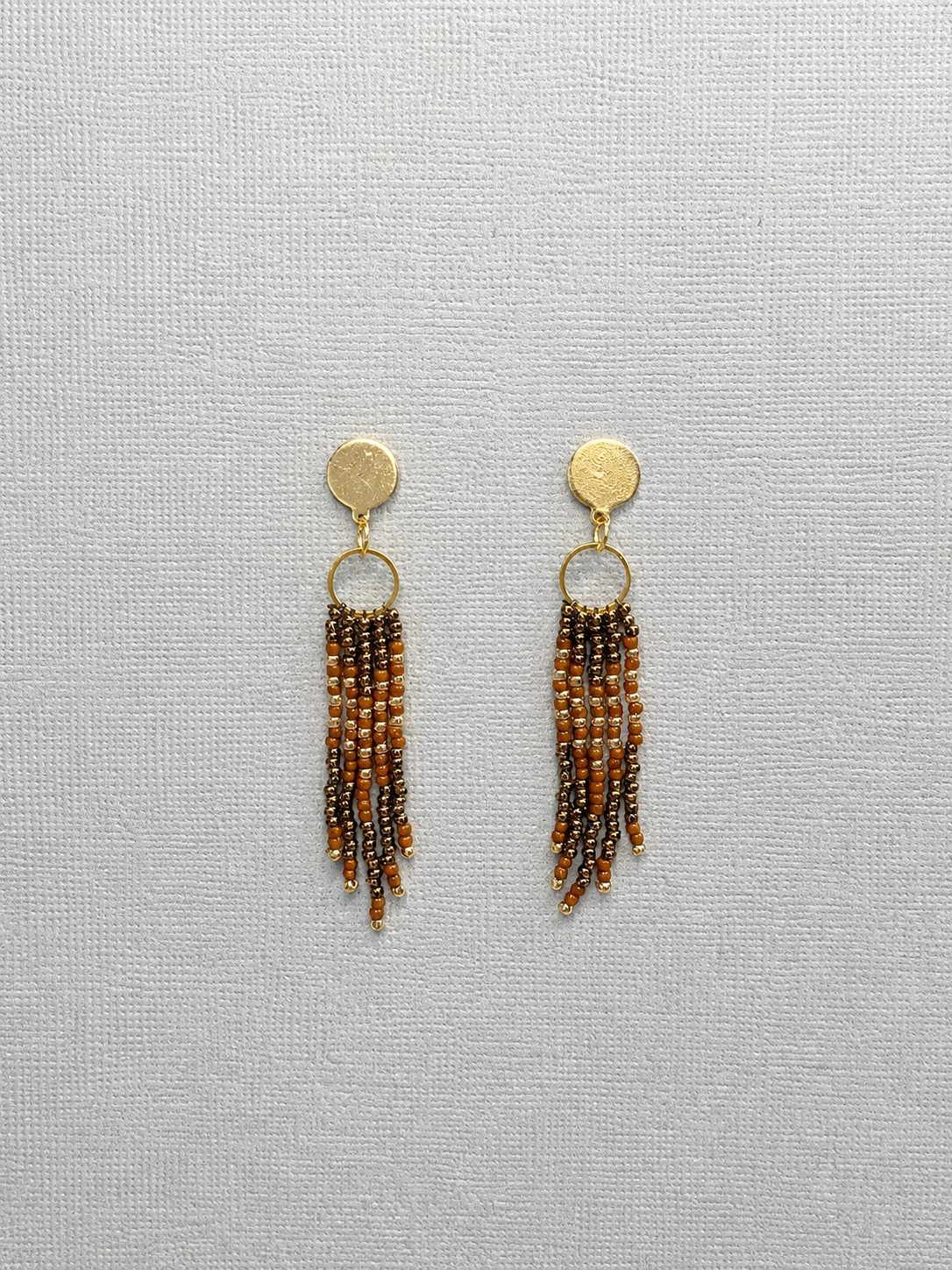 Toho Earrings (brown, bronze)