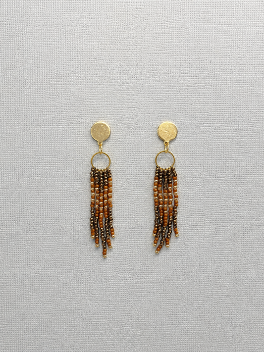 Toho Earrings (brown, bronze)