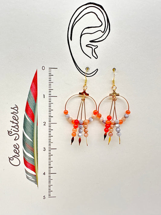 Indigenous Handmade Earrings - Sunstone, Mother-of-Pearl, & Agate