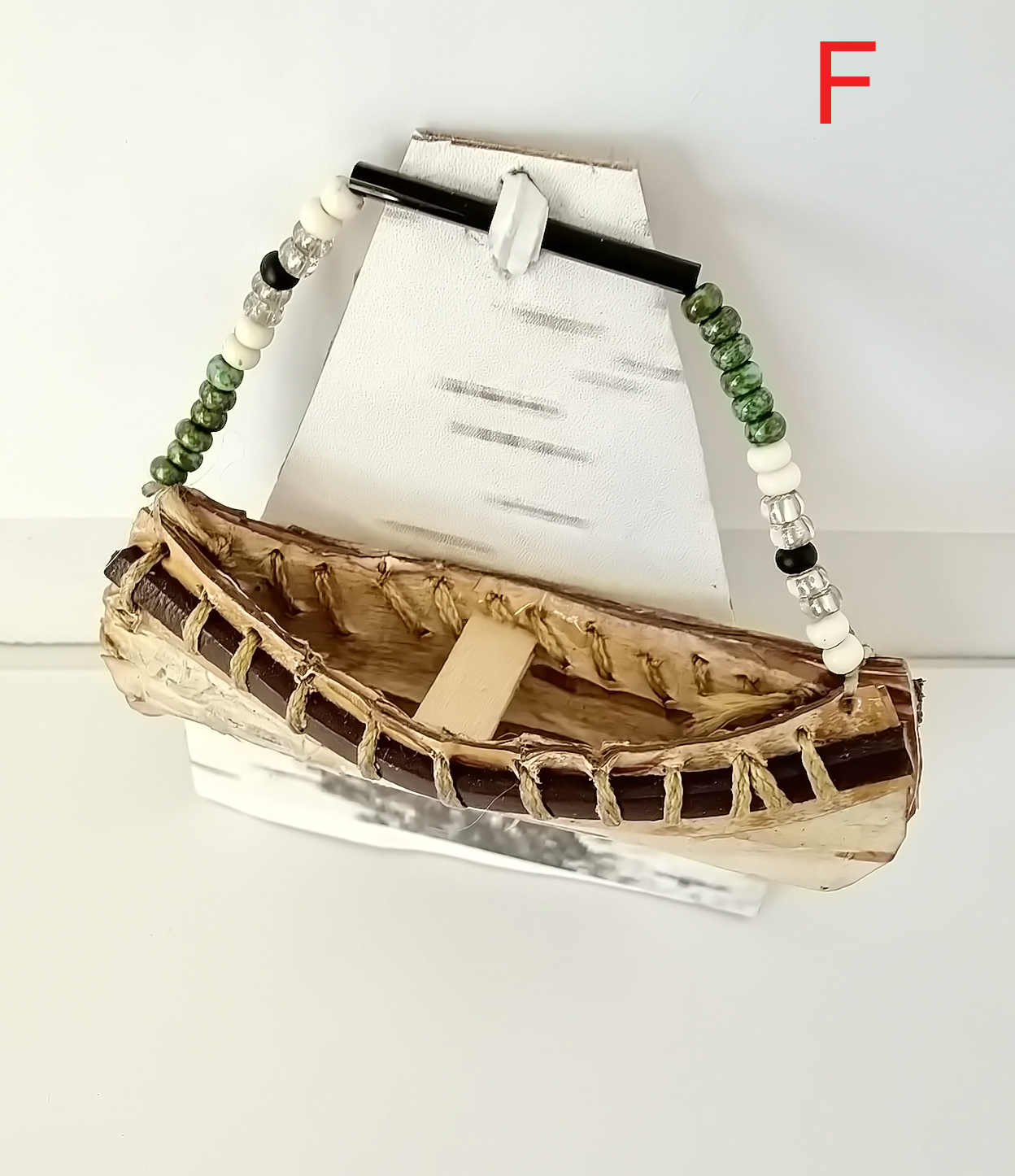 Handcrafted Birch Bark Canoe Ornament