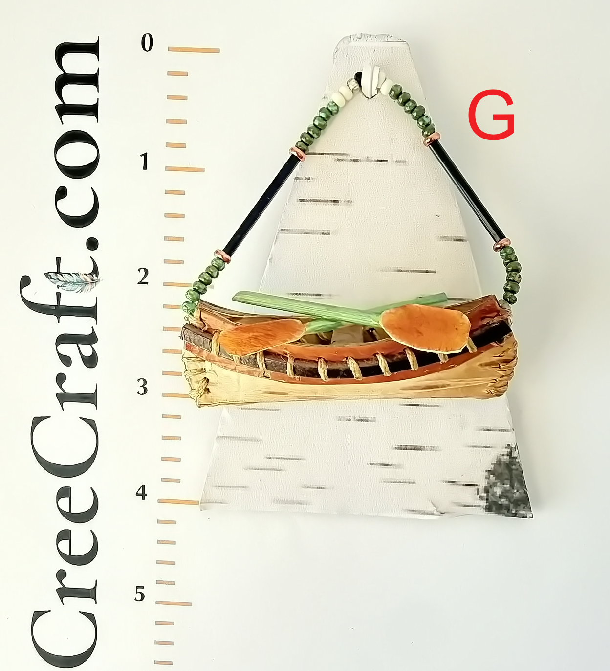 Handcrafted Birch Bark Canoe Ornament