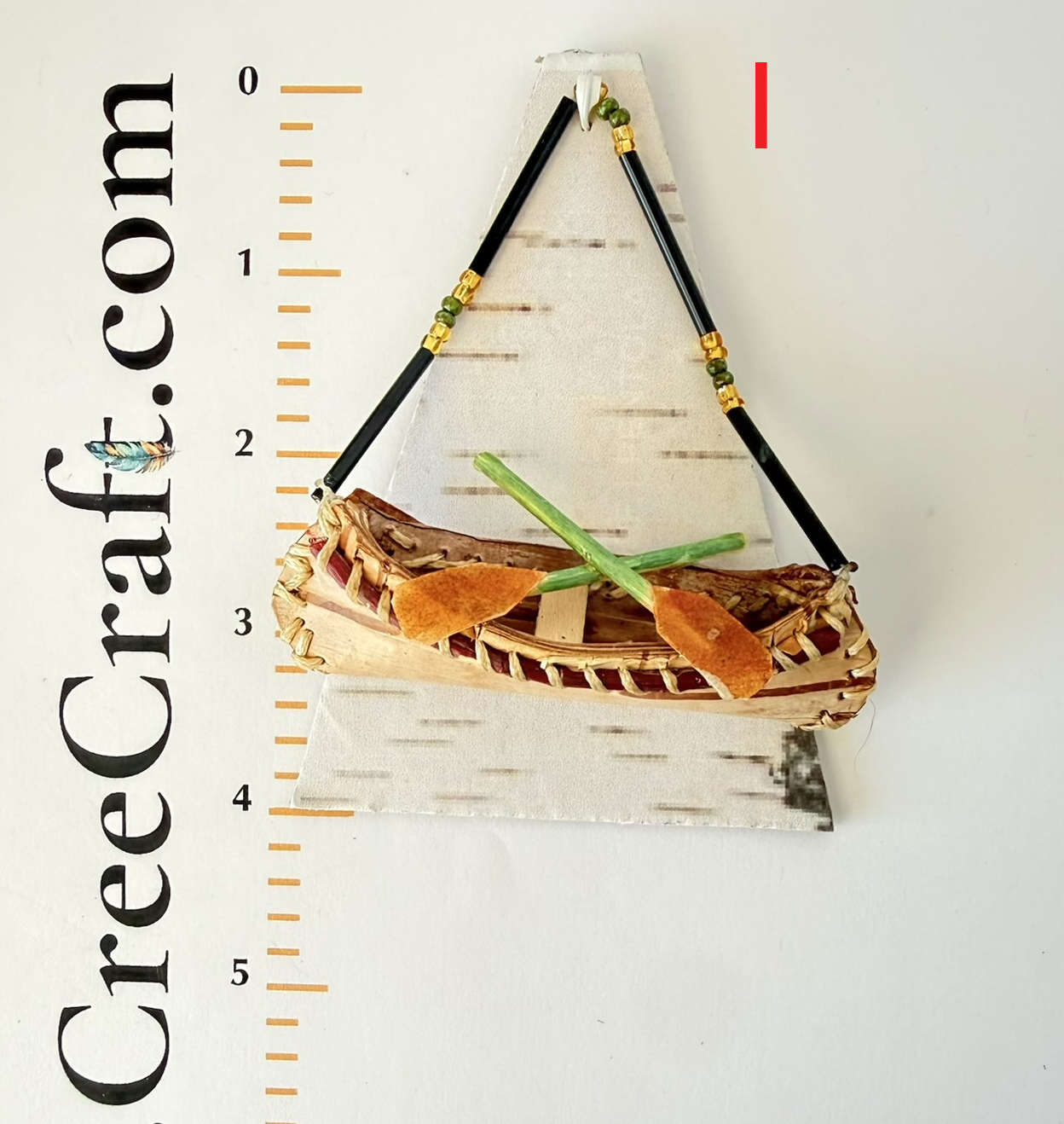 Handcrafted Birch Bark Canoe Ornament