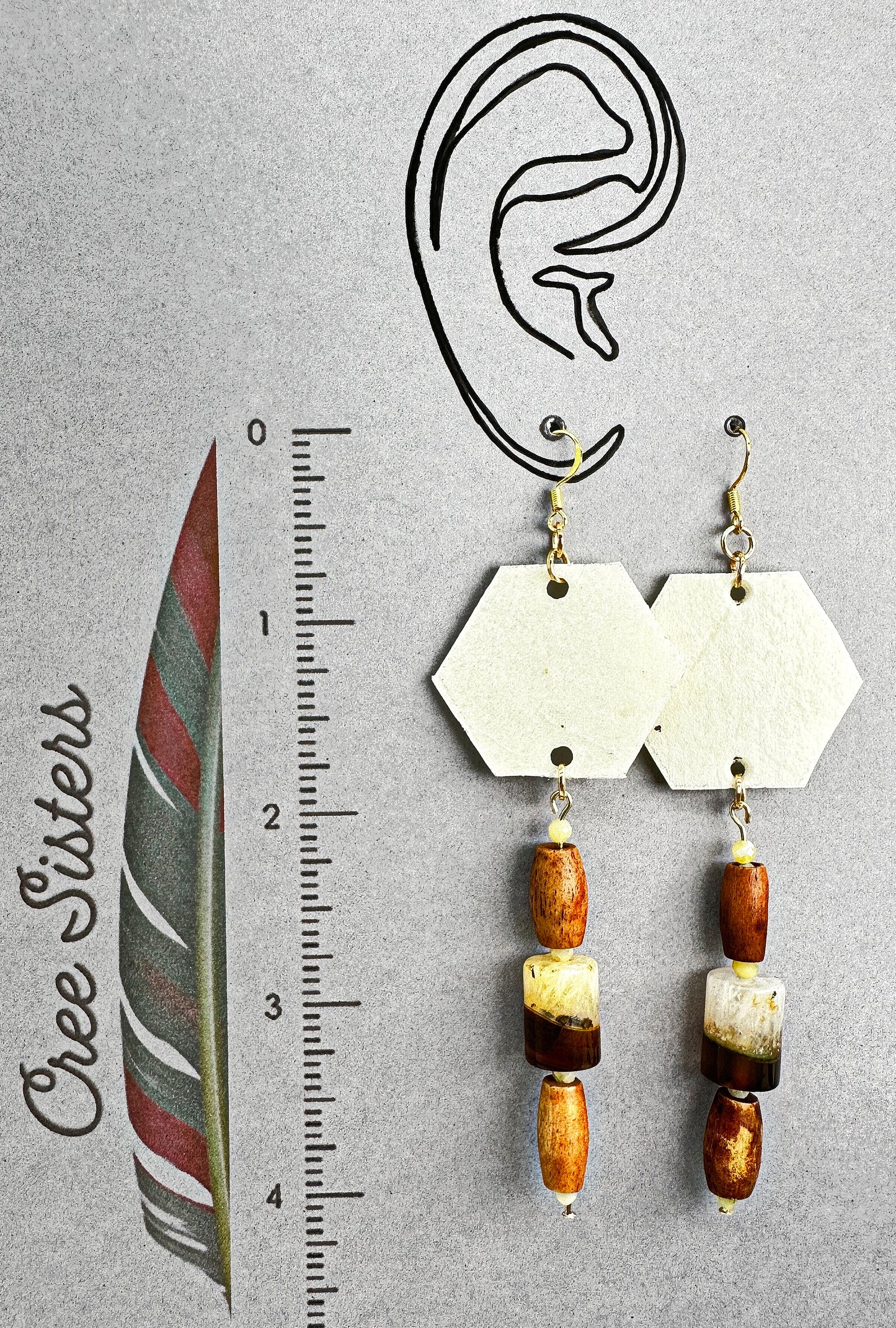 Boucles d'oreilles artisanales indigènes - Série Rawhide avec agate Crazy Lace