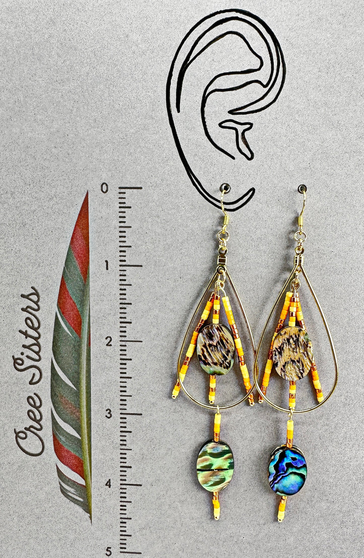 Boucles d'oreilles artisanales indigènes - Perles avec ormeau