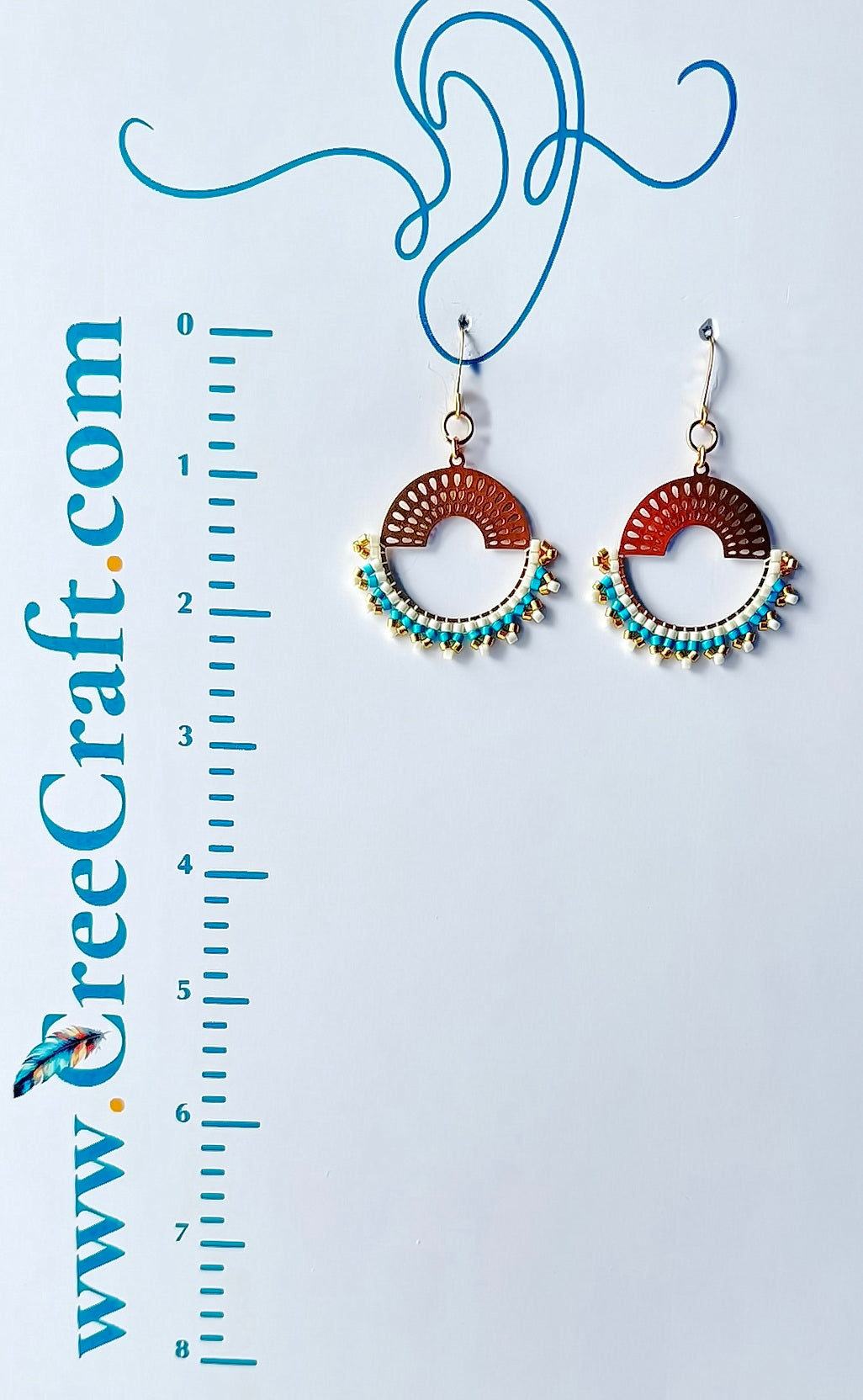 Boucles d'oreilles indigènes faites à la main - Attrape-rêves 