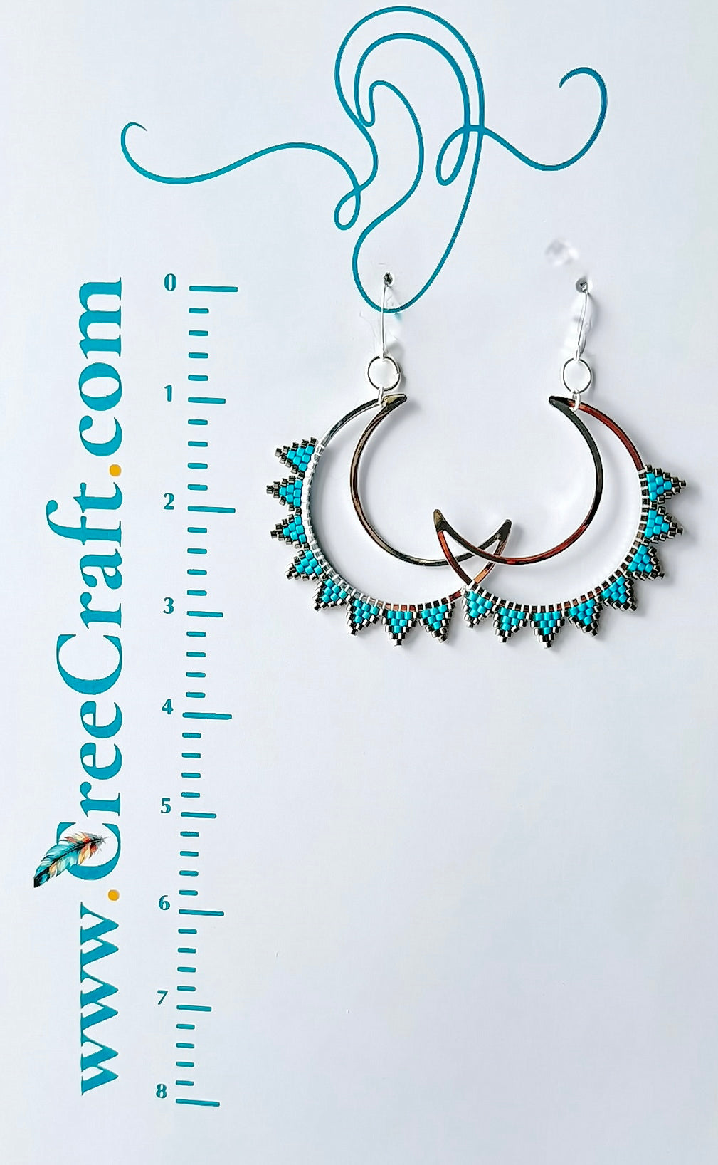 'Moonrays' - Blue (Large) - Indigenous Handmade Earrings
