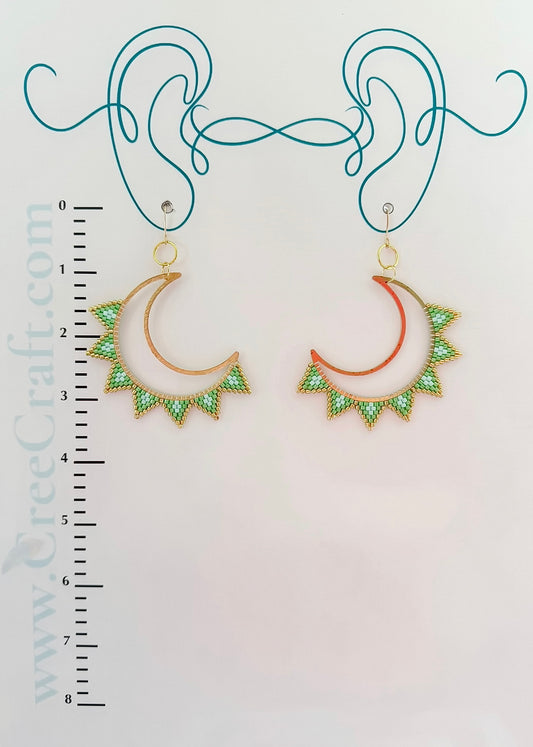 'Moonrays' - Green (Large) - Indigenous Handmade Earrings