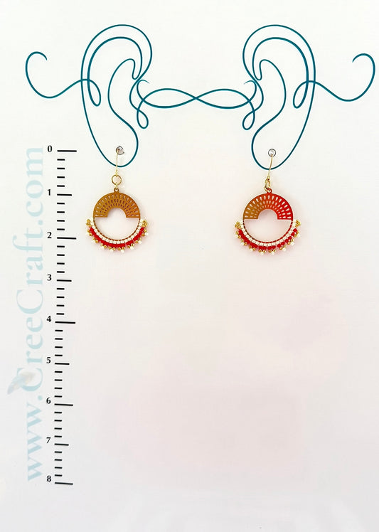 Beaded Half Circle (red) - Indigenous Handmade Earrings
