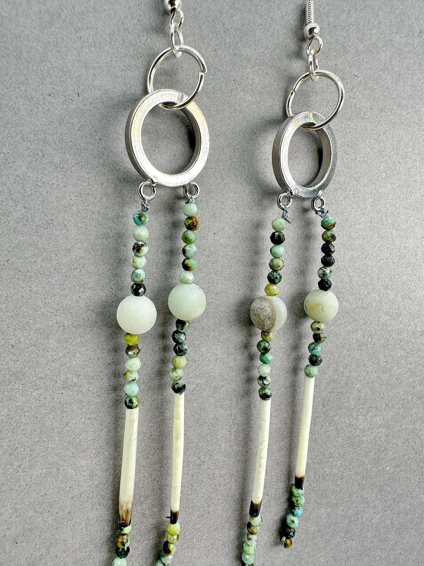 Boucles d'oreilles artisanales indigènes - Perles avec amazonite 