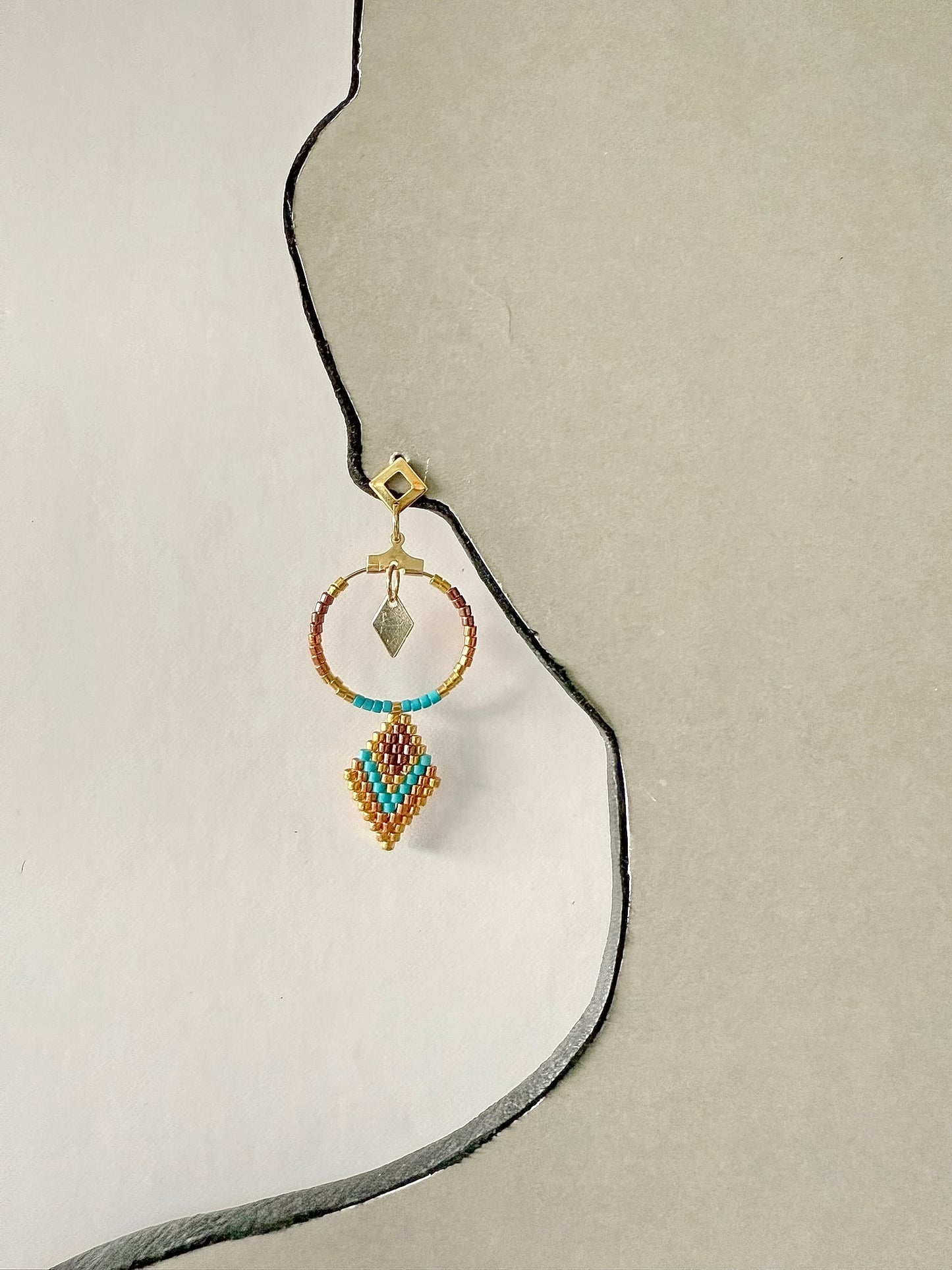 Miyuki Delica Beads (Teals & Gold) - Indigenous Handmade Earrings