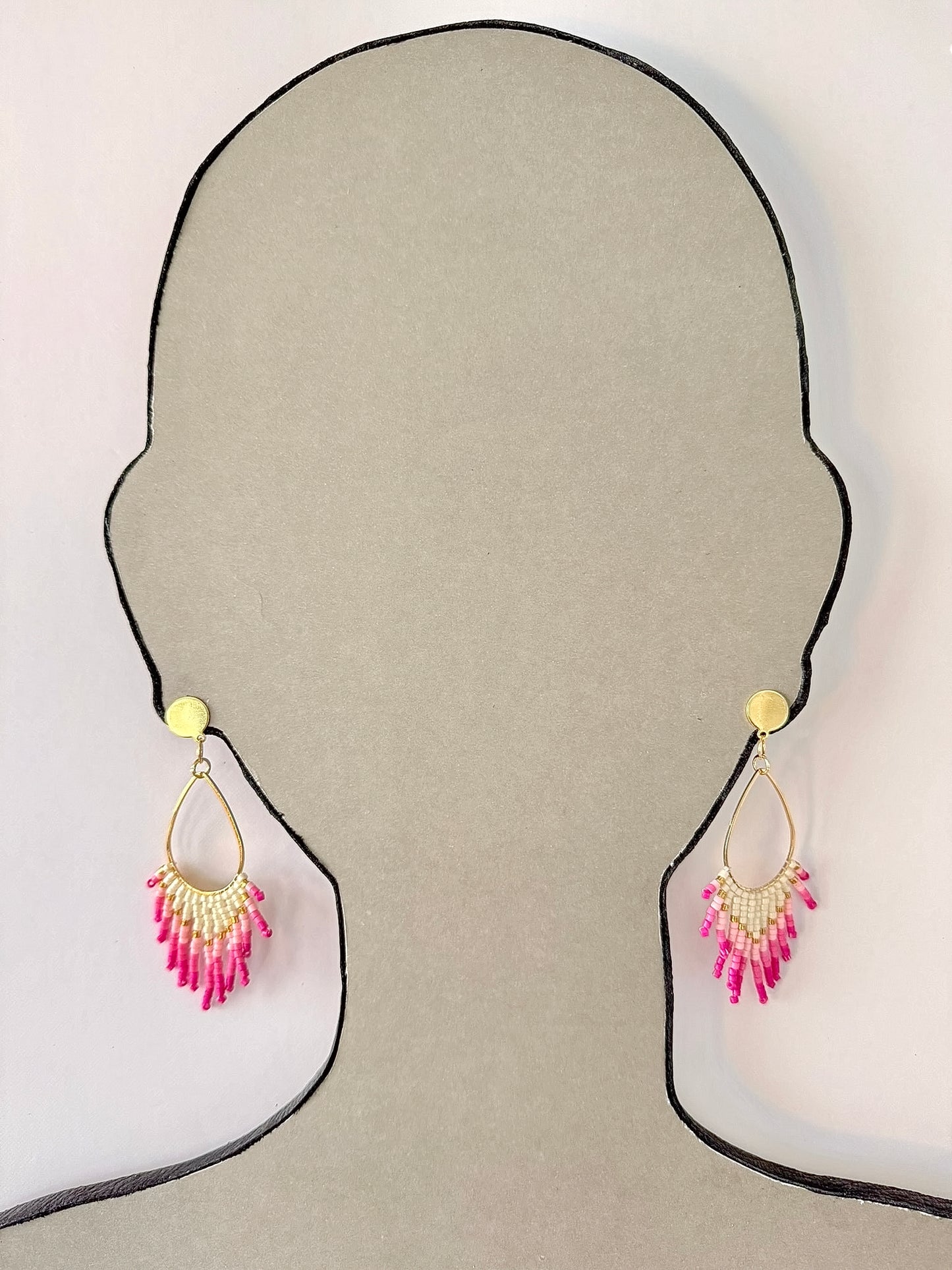 Miyuki Seed Bead (Cream & Pink) - Indigenous Handmade Earrings