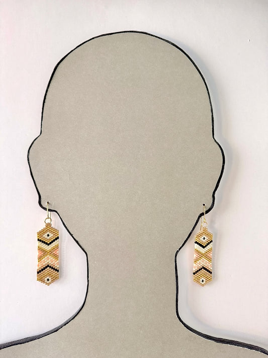 Miyuki Delica Beads - Feather (Beige) - Indigenous Handmade Earrings