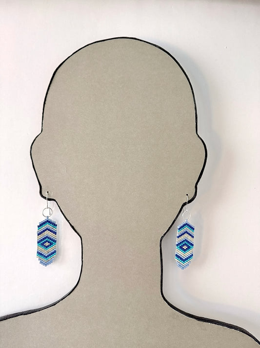 Miyuki Delica Beads - Feather (Blue) - Indigenous Handmade Earrings