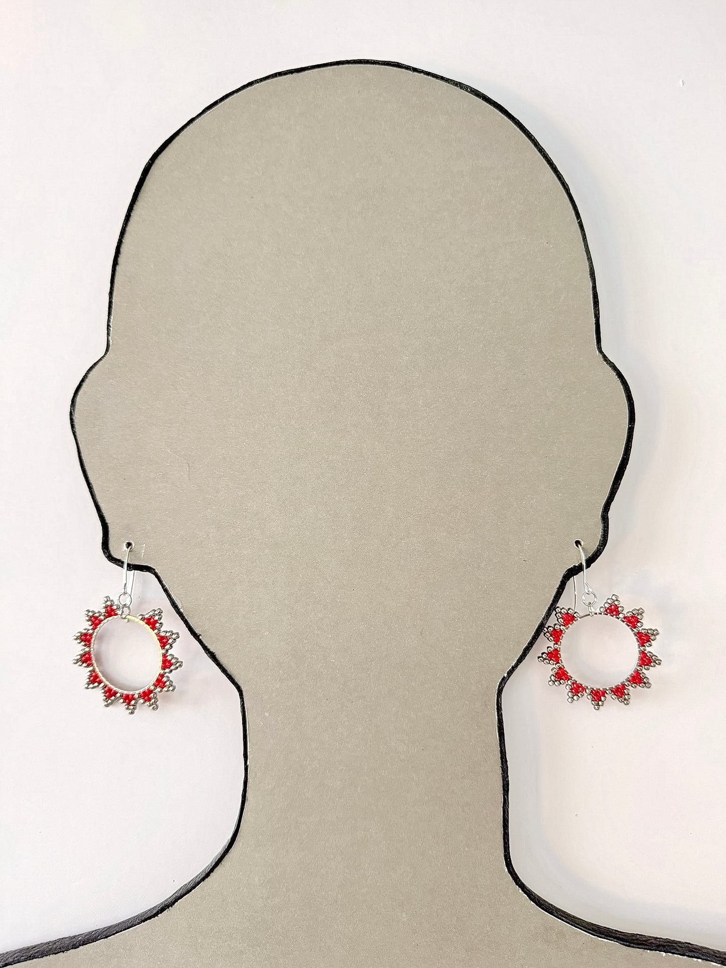 'Sunrays' - Red - Indigenous Handmade Earrings