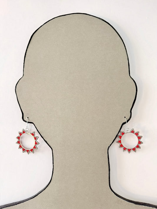 'Sunrays' - Red - Indigenous Handmade Earrings